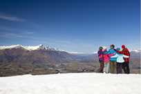 Group viewing mountains