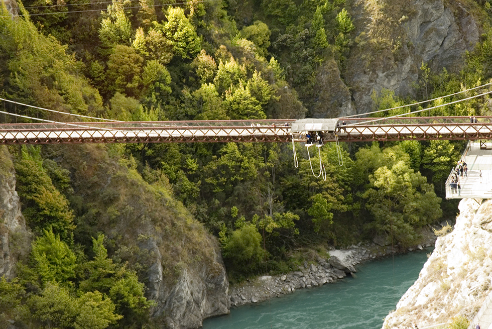 Bridge with bungie jumpers