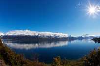 Lake view with mountain backdrop